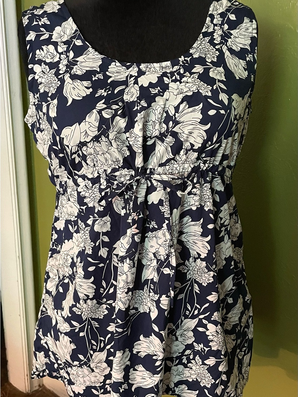 times two Navy & Cream Floral Top